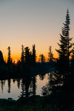 russia, ergaki - 4 August 2025 Sunset in the Taiga Mountains. High quality photoの写真素材