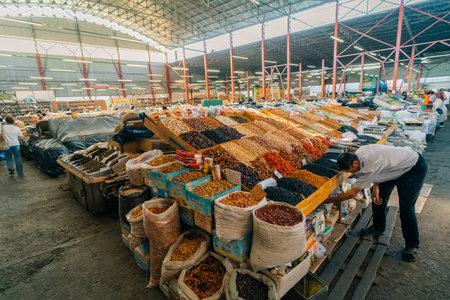 Bishkek, Kyrgyzstan - 2 September 2025 Osh bazaar in Bishkek. It is huge bazaar with local products. High quality photoの写真素材