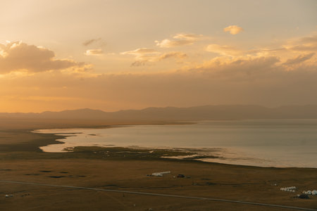 The road across the Tien Shan Mountains to Song - Kul Lake, Kyrgyzstan. High quality photoの写真素材