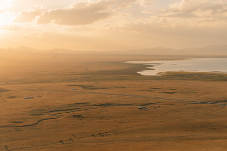The road across the Tien Shan Mountains to Song - Kul Lake, Kyrgyzstan. High quality photoの写真素材