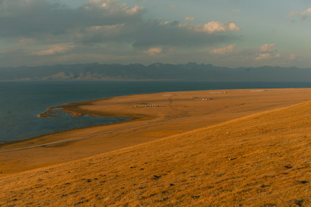 The road across the Tien Shan Mountains to Song - Kul Lake, Kyrgyzstan. High quality photoの写真素材