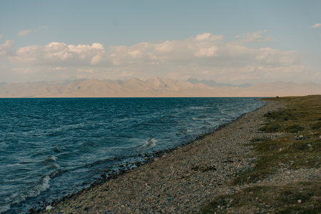 The road across the Tien Shan Mountains to Song - Kul Lake, Kyrgyzstan. High quality photoの写真素材