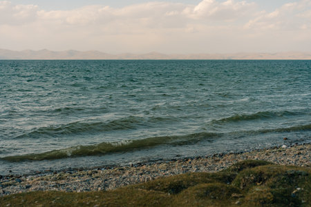 The road across the Tien Shan Mountains to Song - Kul Lake, Kyrgyzstan. High quality photoの写真素材
