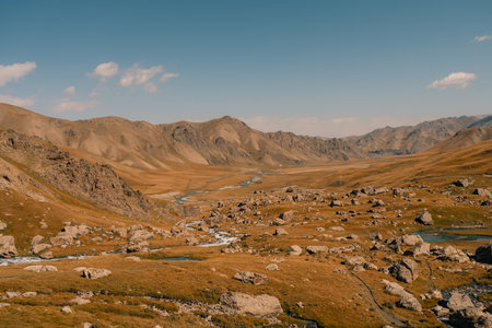 Kurumduk valley, Naryn province, Kyrgyzstan, Central Asia. High quality photoの写真素材
