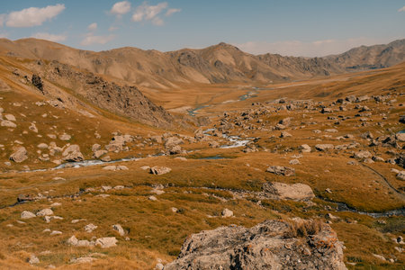 Kurumduk valley, Naryn province, Kyrgyzstan, Central Asia. High quality photoの写真素材