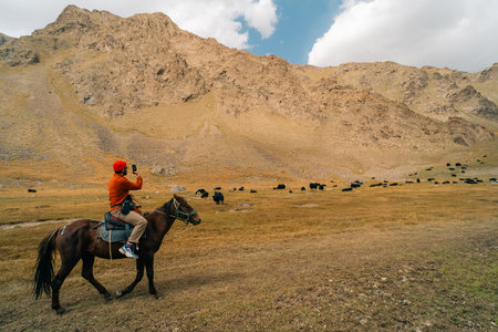 Kurumduk valley, Naryn province, Kyrgyzstan, Central Asia. High quality photoの写真素材