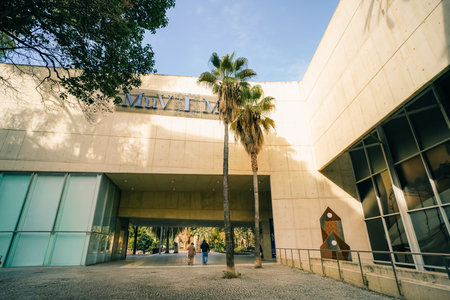 Valencia, Spain. April 2, 2025 Exerior view of the MUVIM Valencian Museum of Enlightenment and Modernity. High quality photoのeditorial素材
