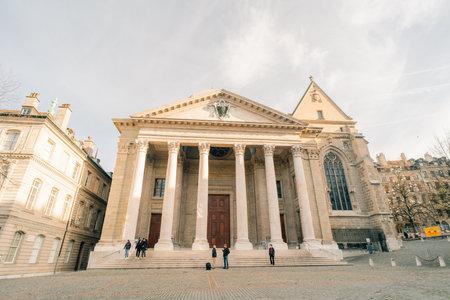 Saint Pierre or St. Peter Cathedral Reformed Protestant Church of Geneva in Switzerland - 2 Dec 2025. High quality photoのeditorial素材