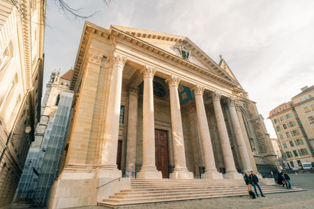 Saint Pierre or St. Peter Cathedral Reformed Protestant Church of Geneva in Switzerland - 2 Dec 2025. High quality photoのeditorial素材