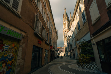 Saint Bruno Church in the heart of the town Voiron in France - 3 nov 2025. High quality photoのeditorial素材