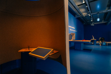 Geneva, Switzerland, Europe - 1 Dec 2025 CERN, Globe of Science and Innovation building, Universe of Particles exibition, Galileo Galilei Square, European Organization for Nuclear Researchのeditorial素材