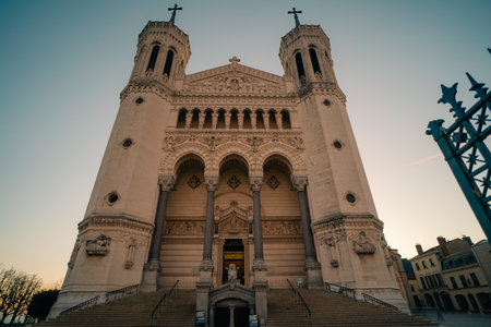 Lyon, France - 3 nov 2025 The Basilica of Notre-Dame of Fourviere in Lyon. High quality photoのeditorial素材