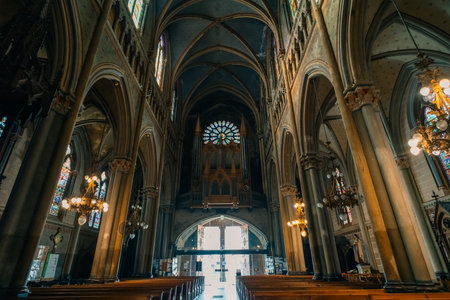 Saint Bruno Church in the heart of the town Voiron in France - 3 nov 2025. High quality photoのeditorial素材