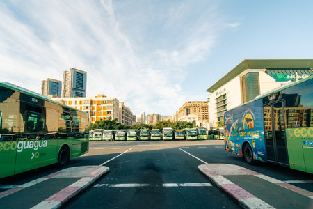 Tenerife, Canary Islands, nov 1, 2025 Bus station and commercial building in Santa Cruz de Tenerife....