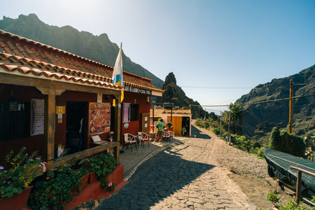 Masca, Tenerife Island, Spain - nov 1 2025 The steep hillside walkway to the village of Masca. High quality photoのeditorial素材