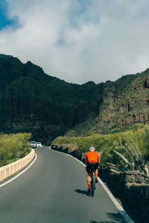 Cyclists in Masca, Tenerife Island, Spain - nov 1 2025 . High quality photoのeditorial素材