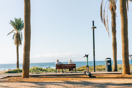 Avenue las Americas in Playa de la Americas on Tenerife, Canary Islands in Spain - 1 Dec 2025. High quality photoのeditorial素材