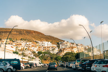 Avenue las Americas in Playa de la Americas on Tenerife, Canary Islands in Spain - 1 Dec 2025. High quality photoのeditorial素材