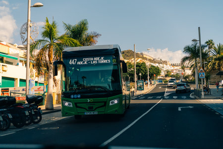 Avenue las Americas in Playa de la Americas on Tenerife, Canary Islands in Spain - 1 Dec 2025. High quality photoのeditorial素材
