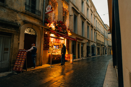 Montpellier, France, 23 Sept 2025, Quaint Narrow Alley. High quality photoのeditorial素材