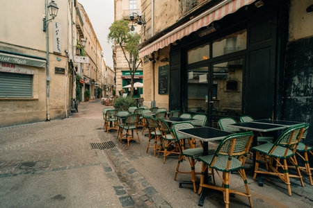 Montpellier, France, 23 Sept 2025, Quaint Narrow Alley. High quality photoのeditorial素材