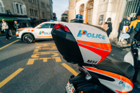Geneva, Switzerland - Nov 5, 2025 Geneva Cantonal Police patrol and intervention vehicle. High quality photoのeditorial素材