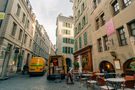 Traditional architecture of Geneva, in Switzerland - 2 Dec 2025. High quality photoのeditorial素材