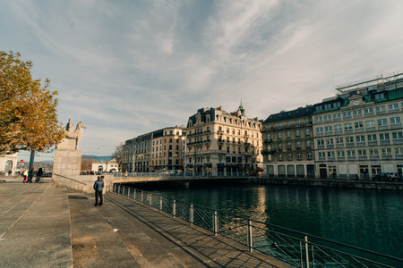 Traditional architecture of Geneva, in Switzerland - 2 Dec 2025. High quality photoのeditorial素材