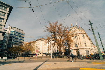 Traditional architecture of Geneva, in Switzerland - 2 Dec 2025. High quality photoのeditorial素材
