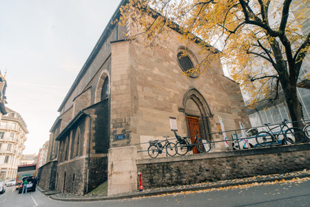 Temple de La Madeleine in Geneva. Geneva, Switzerland - 1 Dec 2025. High quality photoのeditorial素材