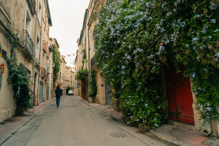 Montpellier, France, 23 Sept 2025, Quaint Narrow Alley. High quality photoのeditorial素材