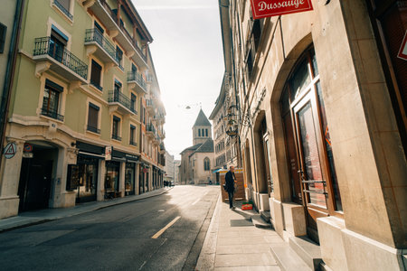 Traditional architecture of Geneva, in Switzerland - 2 Dec 2025. High quality photoのeditorial素材