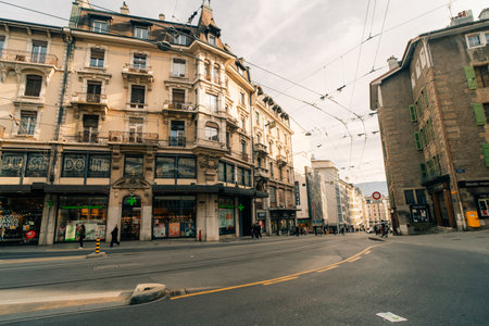 Traditional architecture of Geneva, in Switzerland - 2 Dec 2025. High quality photoのeditorial素材