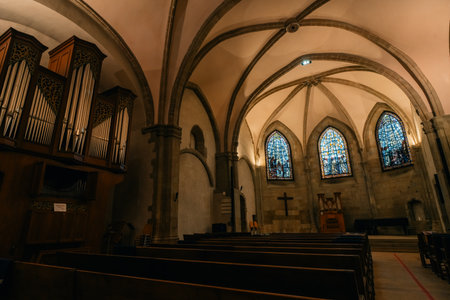 Temple de La Madeleine in Geneva. Geneva, Switzerland - 1 Dec 2025. High quality photoのeditorial素材