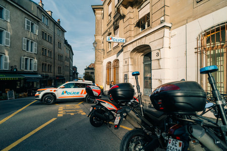 Geneva, Switzerland - Nov 5, 2025 Geneva Cantonal Police patrol and intervention vehicle. High quality photoのeditorial素材