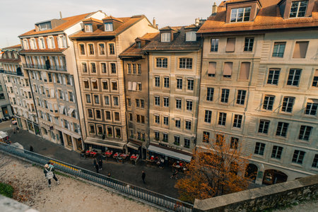 Traditional architecture of Geneva, in Switzerland - 2 Dec 2025. High quality photoのeditorial素材