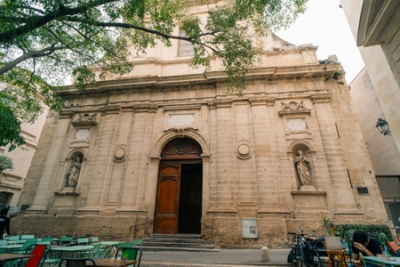 church of Notre Dame des Tables, also called Dama des Taoulas, located in the center of Montpellier, france - 1 Dec 2025. High quality photoのeditorial素材