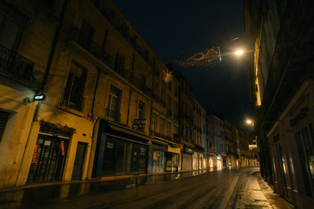 Montpellier, France, 23 Sept 2025, Quaint Narrow Alley. High quality photoのeditorial素材