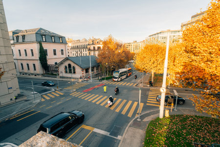Traditional architecture of Geneva, in Switzerland - 2 Dec 2025. High quality photoのeditorial素材
