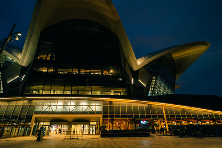Baku, Azerbaijan - Dec 1 2025 Modern Deniz Mall building on the Caspian Sea waterfront. High quality photoのeditorial素材
