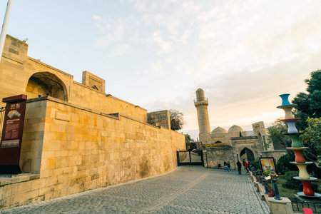 BAKU, AZERBAIJAN - Dec 15, 2025 Historical street of Icherisheher, the Old City of Baku, Azerbaijan. High quality photoのeditorial素材