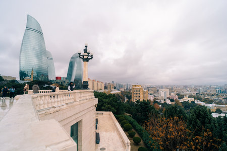 Scenic View of the Flame Towers. Baku, Azerbaijan. Holiday and Travel Concept. High quality photoのeditorial素材