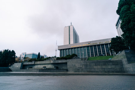 Baku, Azerbaijan - Dec 1 2025 Building of National Assembly of Azerbaijan. Baku is the largest city on the Caspian Sea and of the Caucasus region. High quality photoの写真素材