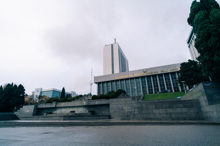 Baku, Azerbaijan - Dec 1 2025 Building of National Assembly of Azerbaijan. Baku is the largest city on the Caspian Sea and of the Caucasus region. High quality photoの写真素材