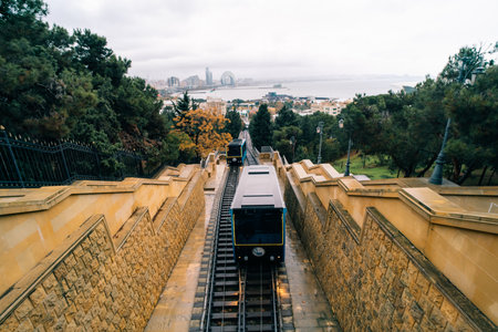 Baku, Azerbaijan. May 1, 2025. A view from the Funicular line in Baku, the capital of Azerbaijan. High quality photoの写真素材