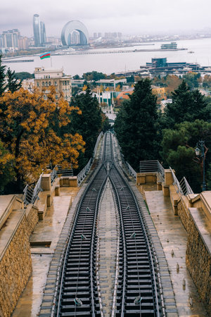 Baku, Azerbaijan. May 1, 2025. A view from the Funicular line in Baku, the capital of Azerbaijan....