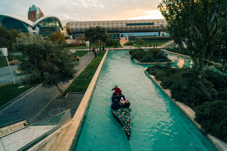 BAKU, AZERBAIJAN - Dec 1 2025 View of Little Venice in Baku Seaside Park. Baku Boulevard. High quality photoのeditorial素材