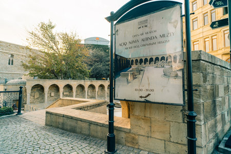 BAKU, AZERBAIJAN - Dec 1 2025 Caravanserai ruins and historical walls in Icherisheher. High quality photoのeditorial素材
