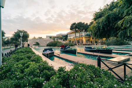 BAKU, AZERBAIJAN - Dec 1 2025 View of Little Venice in Baku Seaside Park. Baku Boulevard. High quality photoのeditorial素材