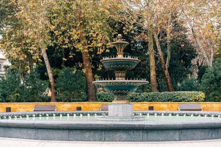 Baku. Azerbaijan - 1 Dec 2025 Round fountain near the old city in the Governor's Garden. High quality photoの写真素材